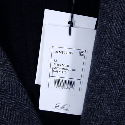 THEORY Coat Mens Medium Black Gray Herringbone Cashmere Wool ALMEC $795 - Picture 3 of 8
