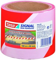 Tesa Absperrband 58137, Nicht Klebend, Rot-Weiß, 100M X 80Mm (2Er Pack)