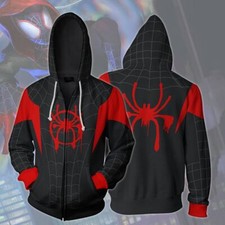 Adult Spiderman Into the Spider Verse Miles Morales Hoodie Cosplay Jacket