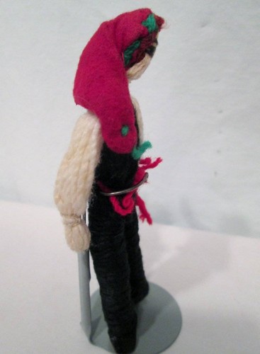 Vintage Antik 40er Stoff GARN gesponnen VOLKSKUNST Miniatur Mann Puppe Tänzer Maler - Bild 8 von 8