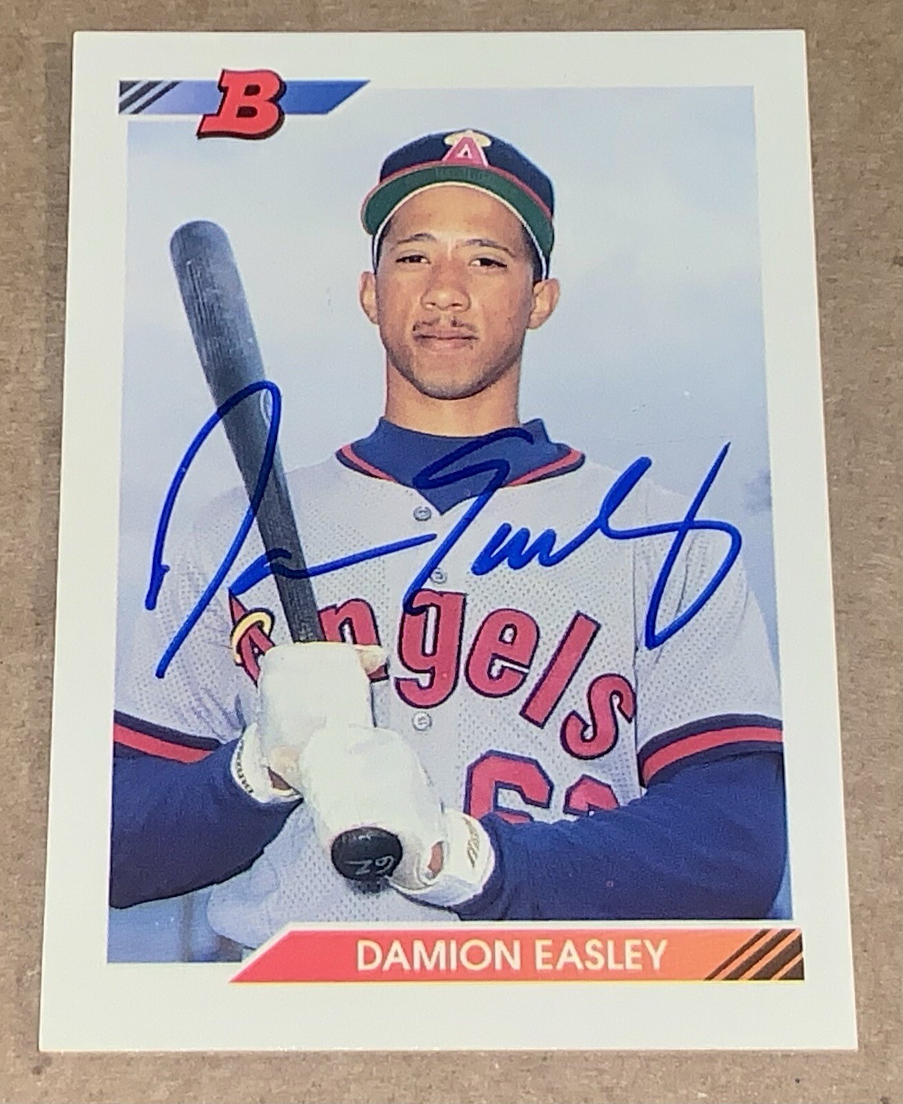 Damion Easley SIGNED 1992 Bowman Card #672 California Angels RC Auto