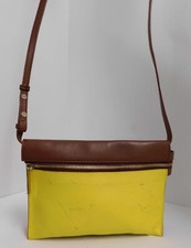 Victoria Beckham Brown Yellow Leather Clutch Crossbody Bag