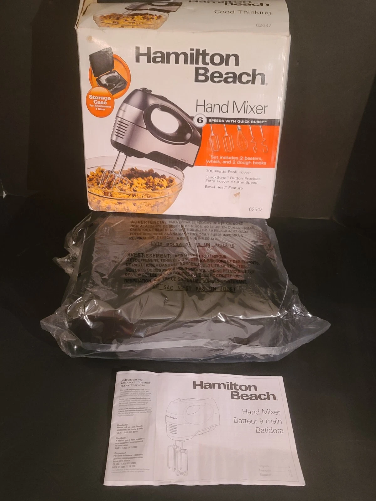 NEW, BUT Damaged Box Hamilton Beach 62647 - 6-Speed Hand Mixer with QuickBurst