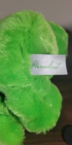 HOMERBEST Green & Yellow FROG Fuzzy Plush Stuffed Animal 13 Inch Easter Bow NEW - Picture 3 of 4
