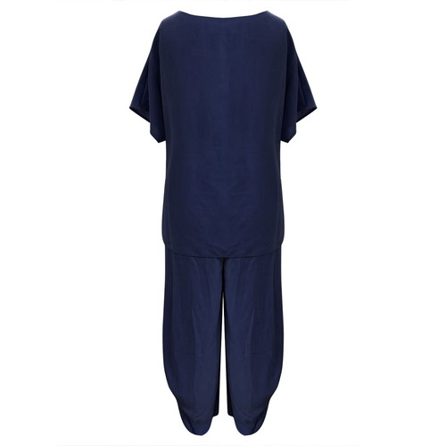 Women Two Piece Outfits Loose Cotton Linen Short Sleeves Tops and Wide Leg Pants - Picture 23 of 51