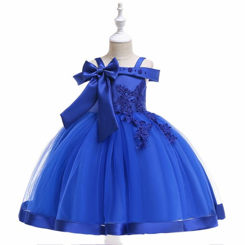Bridesmaid Flower Party Rose Bow Wedding Dresses Princess Kids Girls Dresse - Picture 20 of 20