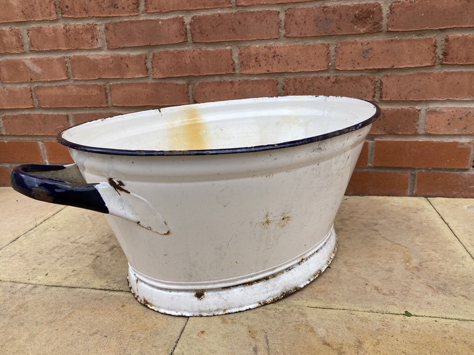 Original Large Polish Enamel Tin Bath Not water tight garden water