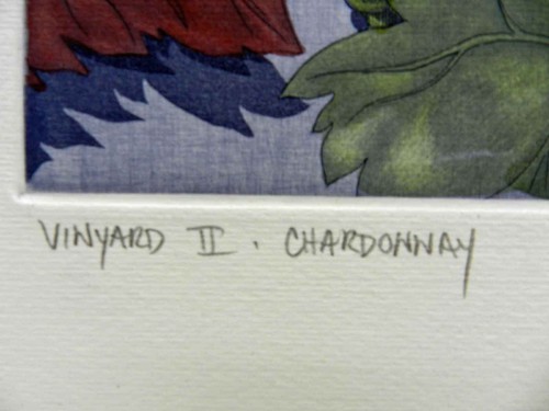 Vineyard 2 Chardonnay by Anne Belov Hand Colored Etching Wine Grapes Artwork - Picture 10 of 12