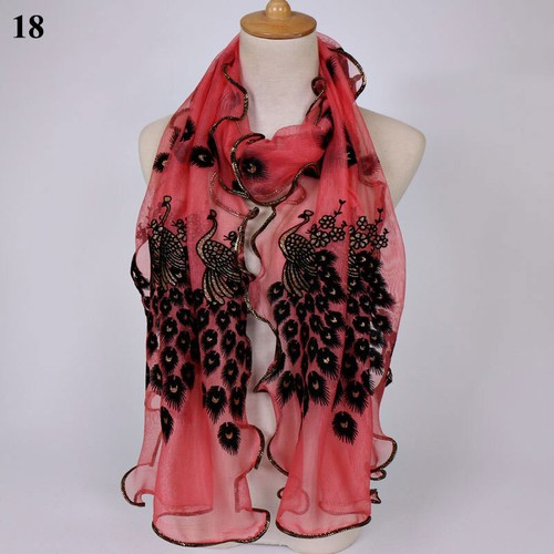 Transparent Flocking Mesh Scarf Sunscreen Breathable Shawl Chiffon Long Scarves⇗ - Picture 38 of 39