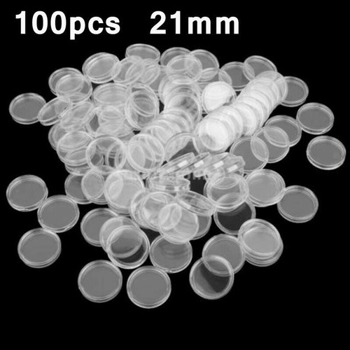 100PCS Coin Capsules Holder Clear Storage Box Round Display Case Container 21mm - Picture 8 of 8