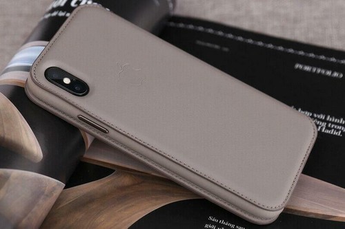 Véritable Apple IPHONE X Cuir Protection Étui Folio Mqry2zm/A - Taupe Gris Neuf - Photo 12 sur 12