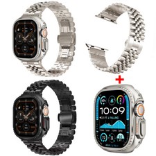 Metal Case Strap for iWatch 10 9 8 7 6 SE Ultra 2 49mm Band Hard Protector Cover