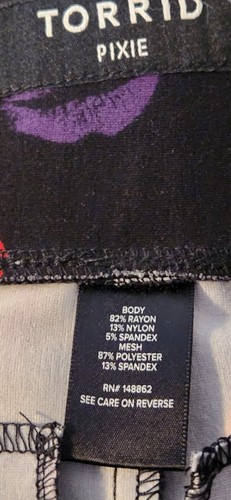 NEW TORRID PIXIE PANTS Size 00R OOR BLACK NWOT LEGGINGS Lips 2021 - Picture 4 of 5