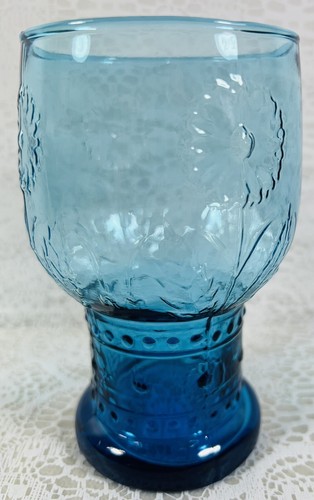 Vintage Turquoise Blue Drinking Glass Goblet - Picture 2 of 5