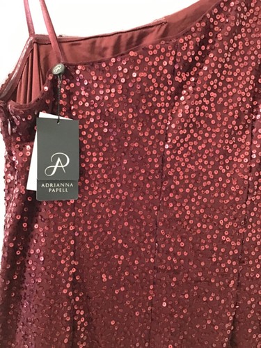 Adrianna papell dress BNWT size 16 long sequinned one shoulder strap slit t1904 - Picture 5 of 12