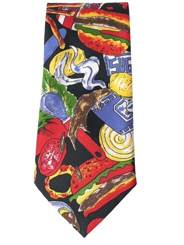Next Exit Fast Food Hamburger Milkshakes French Fries Multicolor Novelty Necktie - Picture 4 of 7