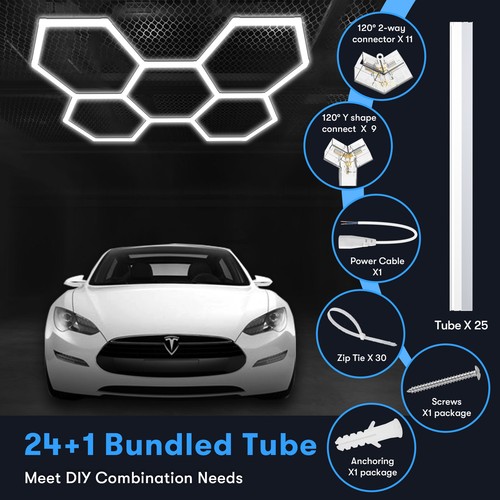 14X Hexagon LED Lampe Werkstatt Garage Wand Decken Leuchte Waben Beleuchtung DE - Bild 5 von 15