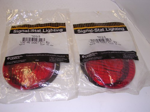 2 NOS Vintage SIGNAL STAT 9015 Red Round Light Lenses & Gaskets for Dodge Trucks