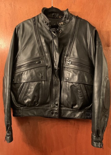 VINTAGE HEIN GRICKE BIKER LEATHER JACKET HARLEY DAVIDSON SIZE 40W - Picture 1 of 12