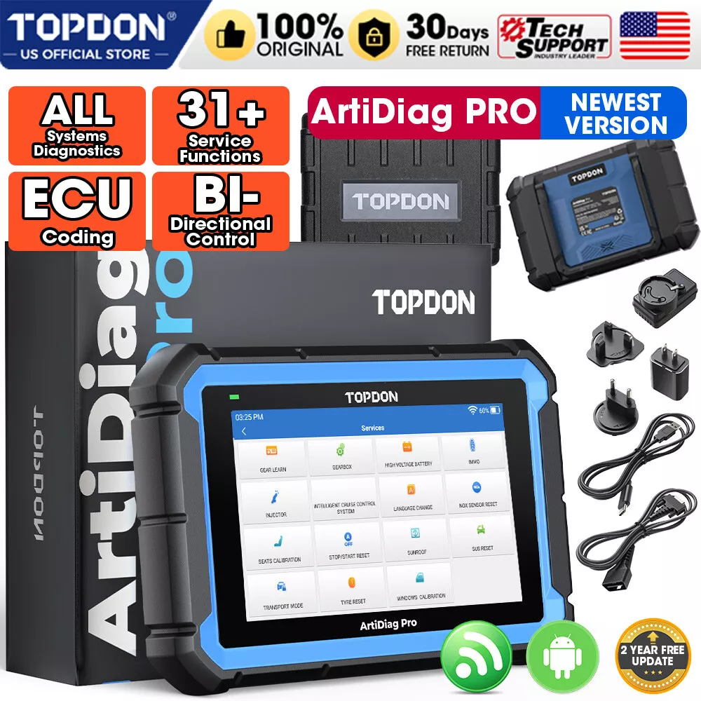 TOPDON ArtiDiag Pro Car Diagnostic Scan Tool, Online-Coding & OE-Level Full  Systems Diagnosis, 31+Maintenance OBD2 Scanner 2-Year Free Update