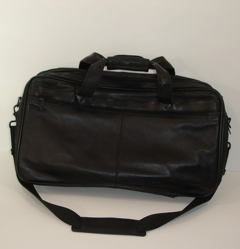 Bolsa de equipaje de mano para computadora portátil LE VANGEE serie de cuero genuino negro con cremallera - Imagen 2 de 4