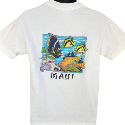Vintage Maui Tropical Fish T Shirt Mens Size Medium 80s Coral Reef Made In USA