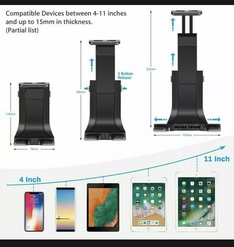 Car Back Seat Headrest Mount Tablet Holder for iPad iPhone Phones GPS Universal - Picture 5 of 12