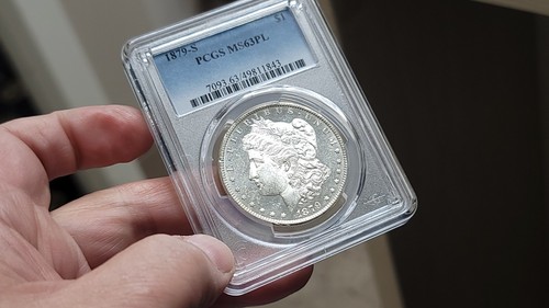 1879 S Morgan Silver Dollar $1 PCGS MS 63PL - Picture 8 of 9