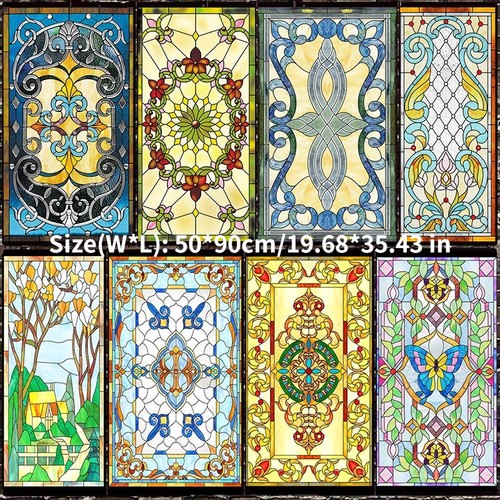 Película adhesiva de vidrieras 3D esmerilada estática para ventana PVC decoración retro - Imagen 3 de 19