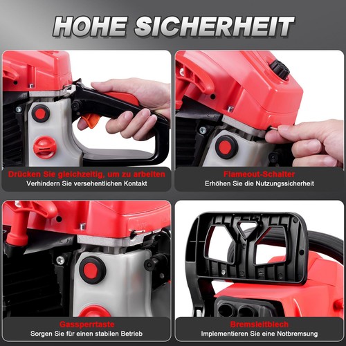 Benzin Kettensäge 58cc Motorsäge 2-Takt Motorkettensäge + 2* Ketten + Schwerte - Imagen 8 de 12