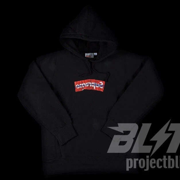 FW19 SUPREME COMME DES GARCONS CHEMISE BOÎTE LOGO SWEAT À CAPUCHE NOIR CDG TAILLE M