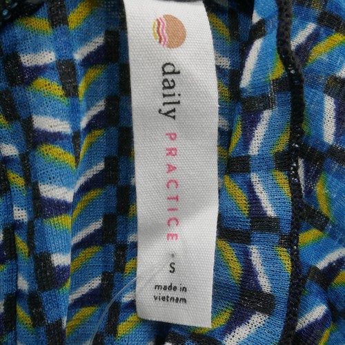 NWT Anthropologie Daily Practice Long Sleeve Top Small Blue Womens Geometric - Picture 6 of 15