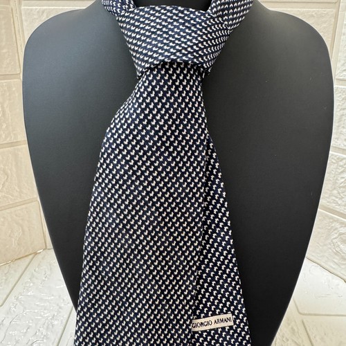 Giorgio Armani Set of 2 Men's Neckties Workwear 100% Silk dot Classic Stripes - Picture 2 of 12