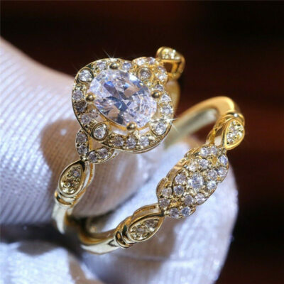 18K Yellow Gold Filled Generous White Sapphire Women Wedding Bridal Ring Sz 6-10 18K Yellow Gold Filled Generous White Sapphire Women Wedding Bridal Ring Sz 6-10