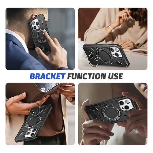 Military Grade TUFF MagSafe Case with Rotating Ring Stand for iPhone 15 Pro Max - Picture 4 of 8