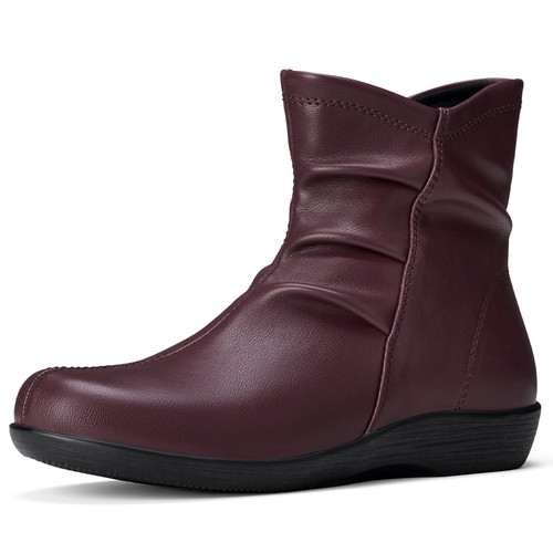 SUEDI Women Ankle Boot Fashion Slouch Flat Booties Zip Up Arch Support Work Boot - Picture 34 of 41