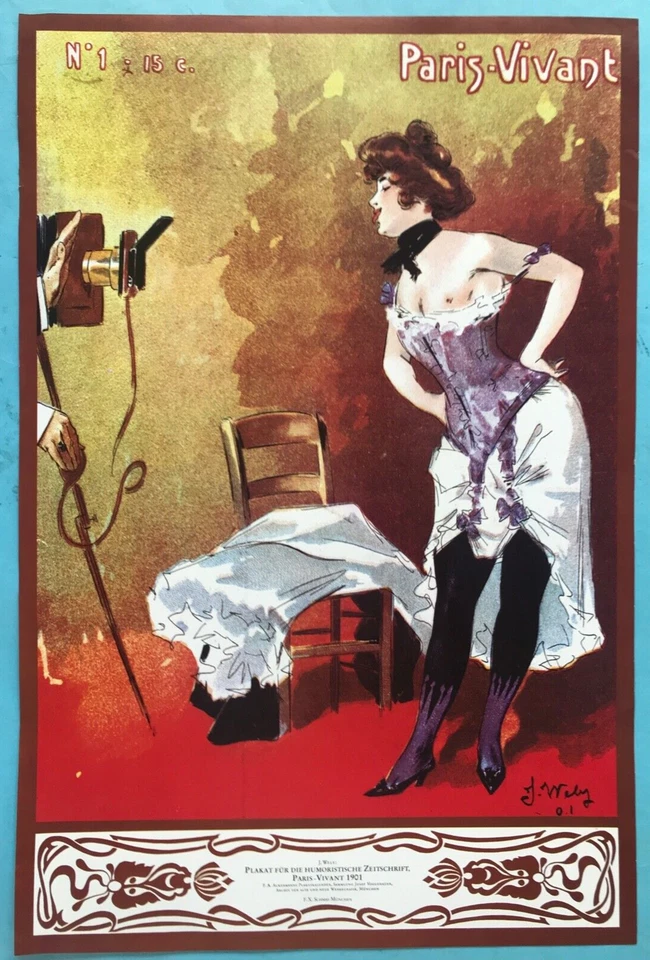Art Nouveau Plakat Humoristische Zeitschrift Paris-Vivant Jaques Wely ~1901