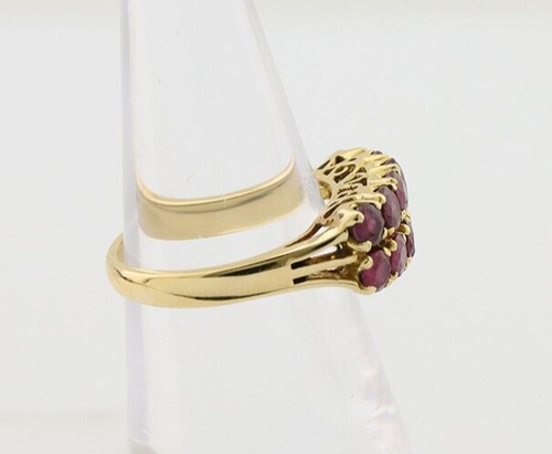 Women Natural Ruby Cluster Band Ring 18k Solid Gold - Picture 6 of 10