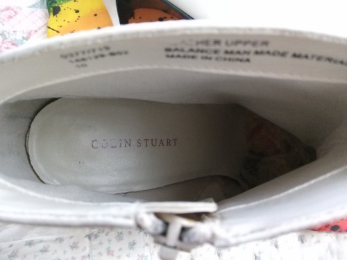 Elegant COLIN STUART White LEATHER Women Size 10 Pointed Toe 4"Heel Ankle Boots - Picture 4 of 9