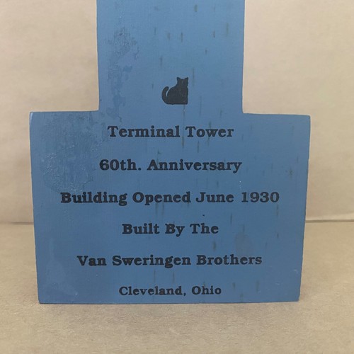 Cat's Meow 1990 Terminal Tower Cleveland Ohio Holz Regal Sitter Vintage 60th Ann - Bild 6 von 12