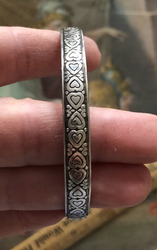 Vintage Sterling Silber Armreif Armband verschlungene Herzen Stapelarmband