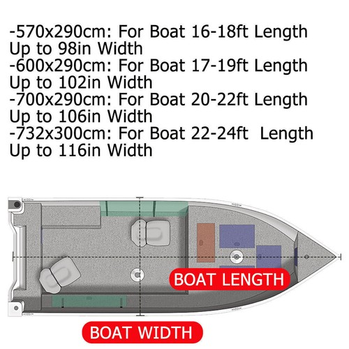 17-22FT 210D Heavy Duty Center Console T-Top Roof Boat Cover Waterproof Storage - Picture 3 of 10