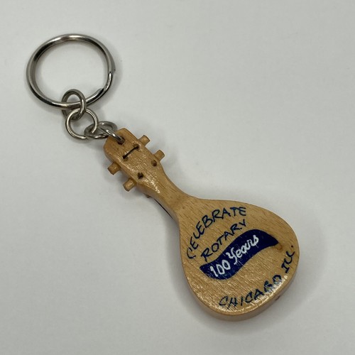 Rotary International Keychain Wooden Ukulele Celebrate 100 Years 2005 Chicago - Picture 6 of 7