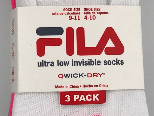 Women's FILA Brand White Pink Gray Athletic No Show Socks - 3 Pack - $24 MSRP - Picture 6 of 10