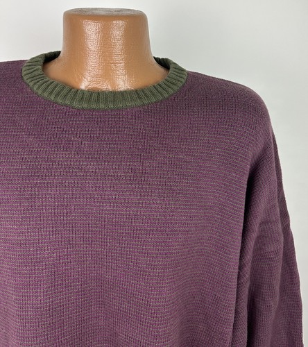 Suéter LEVIS Cuello Redondo XL Calce Relajado Borgoña Oliva Marrón Rayas Mínimo Grunge - Imagen 3 de 17