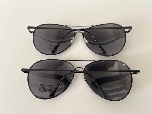 2 Pack Large Aviator Style UV400 Sunglasses Black Metal Frame Black Lens $9.99 - Picture 2 of 10