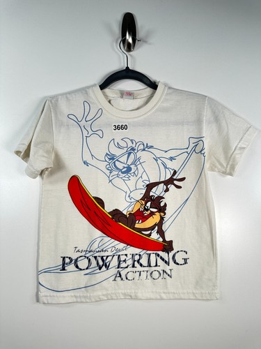 Colours 18 Youth Kids Graphic T-Shirt Tazmania Devil Powering Action Sz 16.5x19 - Picture 1 of 8