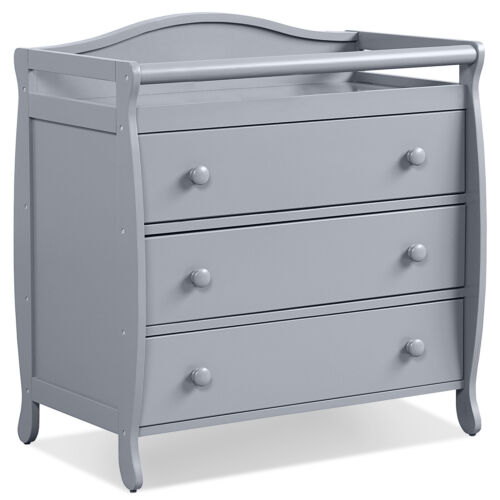 3 Drawer Baby Changing Table Infant Diaper Changing Station w/ Safety Belt Grey
