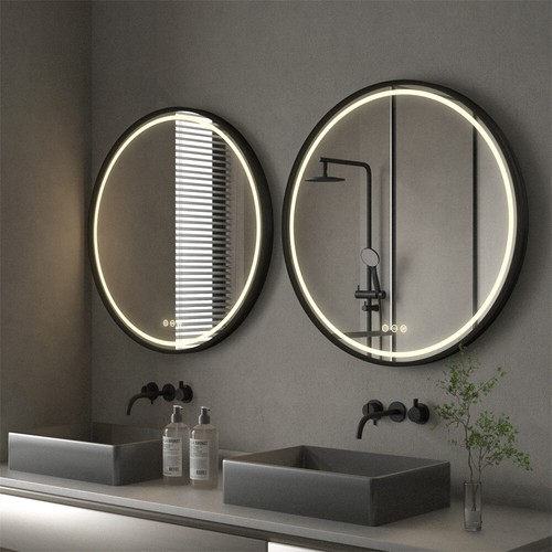 Espejo de tocador de pared redonda dorado/negro con luces espejos circulares de baño para maquillaje - Imagen 7 de 29