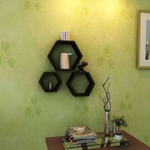 Wall Shelf, Home Décor Hexagonal Shape MDF (Medium Density Fiber) Fiber Wall She - Imagen 4 de 4